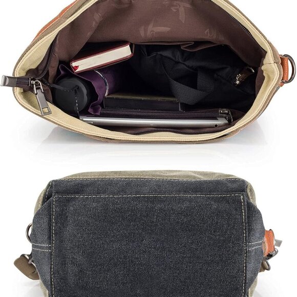 Canvas Handbag Multi-Color Striped Lattice Cross Body Shoulder Purse Bag Tote-Ha - Picture 3 of 7